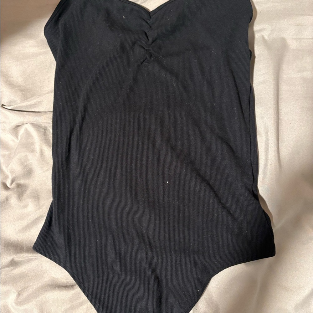 American Eagle Outfitters Black Ribbed Girls One-Piece
